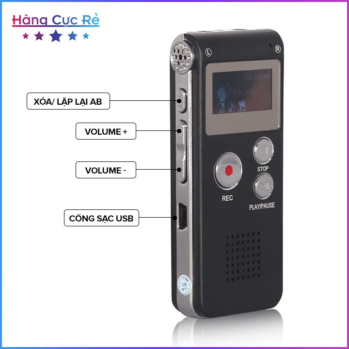 Máy ghi âm siêu nhỏ mini HCR012 ❣️Freeship❣️ Máy ghi âm giọng nói nghe nhạc MP3/MP4-Tặng kèm tai nghe-Shop Hàng Cực Rẻ