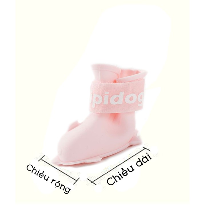 Giày Thú Cưng Set 4 Giày Dép Cao Su Đi Mưa Chống Thấm Nước Hình Cá Heo Cho Chó Mèo