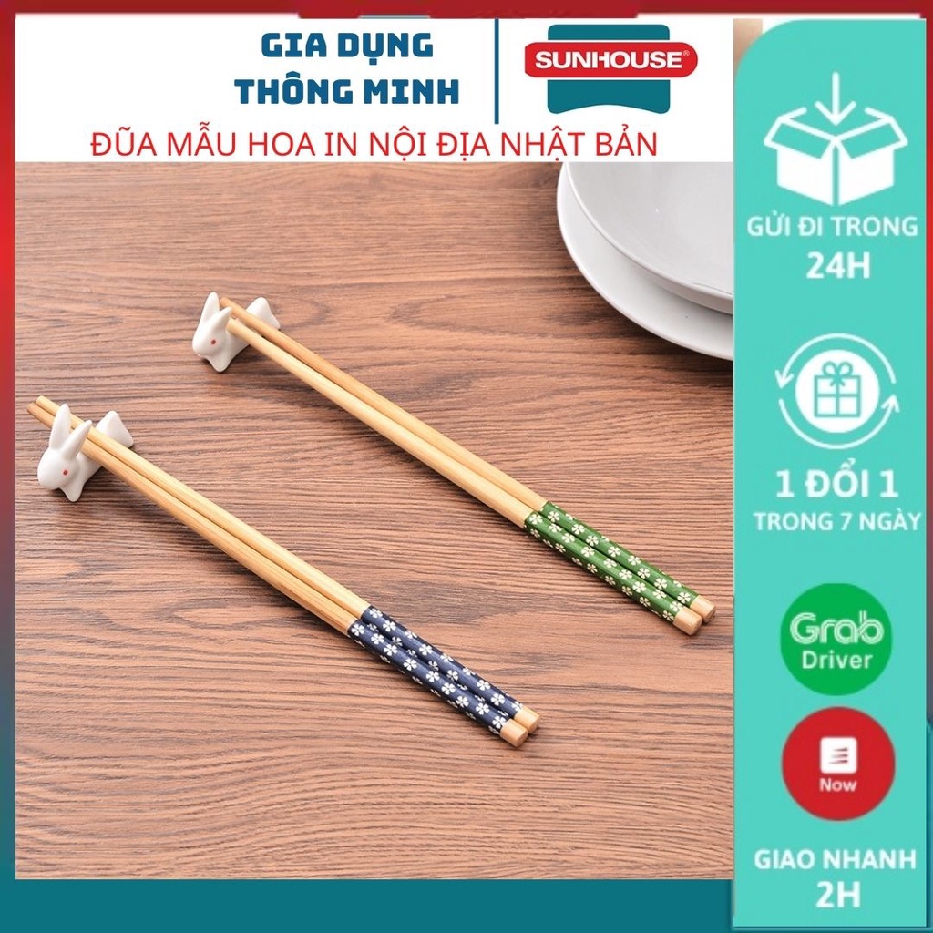 đũa mẫu hoa xanh đỏ vàng hoa văn    sắc nét nội địa Nhật Bản