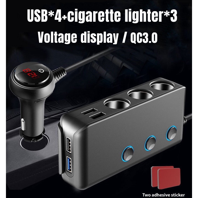 Ổ Cắm Sạc Nhanh QC3.0 USB*4++ Bật Lửa Thuốc Lá 120W 12V/24V PD Cho Xe Hơi Bộ Chia Tẩu Sạc Trên Xe Ô Tô