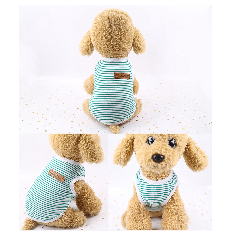 Áo Cotton Không Tay Họa Tiết Sọc Đáng Yêu Dành Cho Thú Cưng