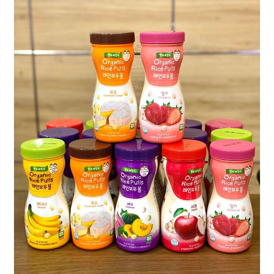 Bánh Gạo Farm To Family Organic Rice Puffs Dạng Viên và Dạng Que Cho Bé Ăn Dặm [NHADAU]