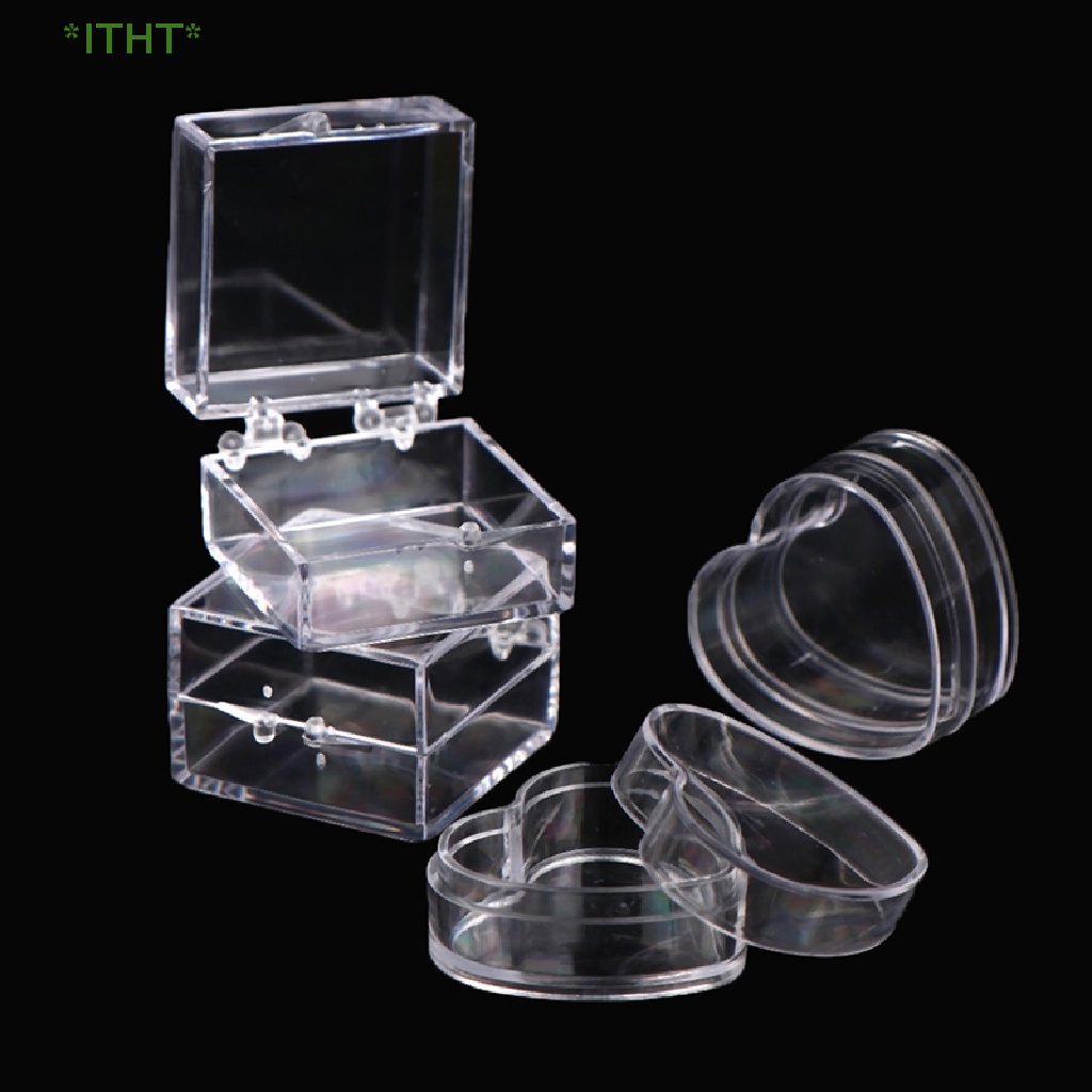 Bộ 2 Hộp Đựng Trang Sức Mini Hình Trái Tim / Vuông Dành Cho Nhà Búp Bê Mới