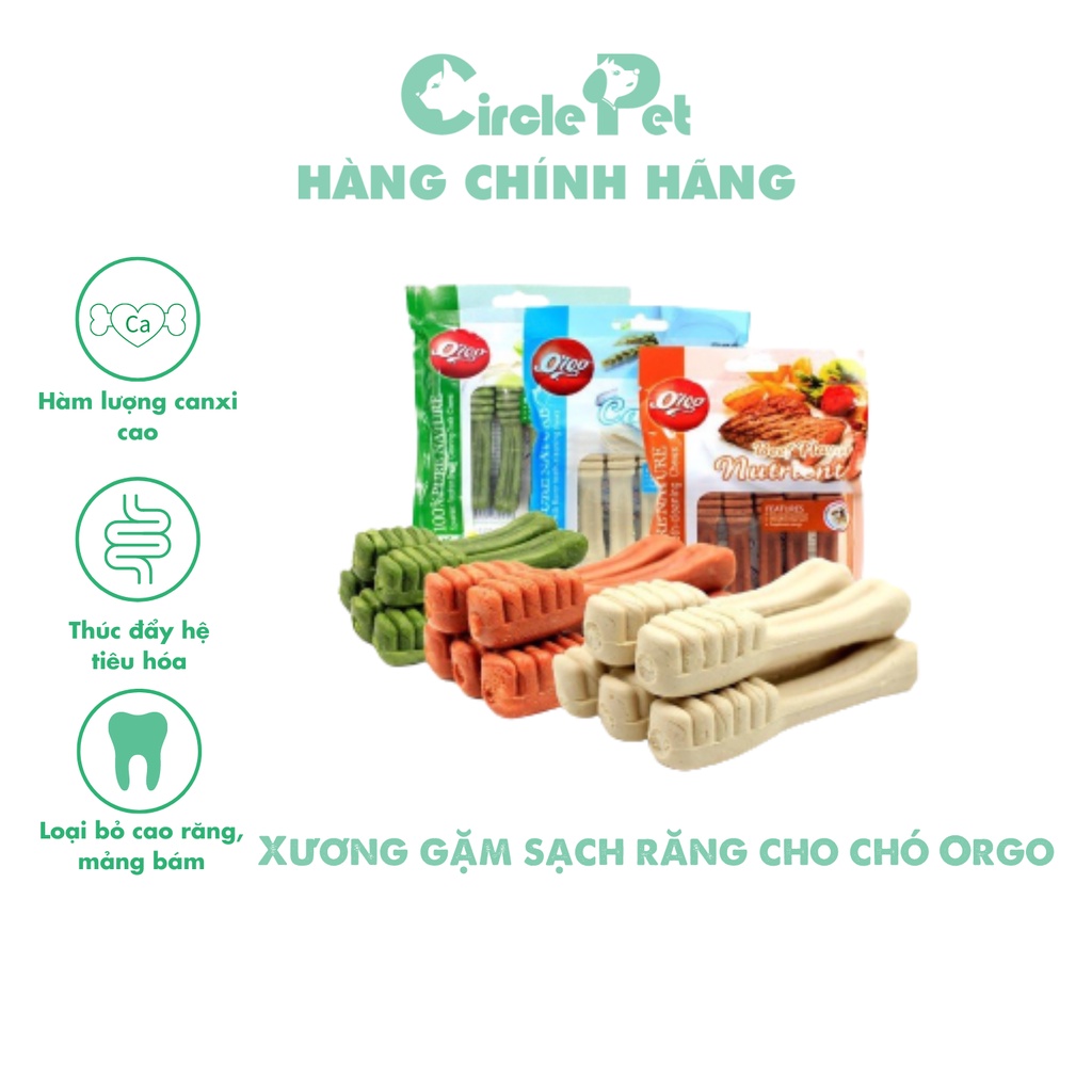 Xương Gặm Cho Chó Orgo Nhiều Vị Sạch Răng Bổ Sung Canxi Dinh Dưỡng Hình Bàn Chải Túi 90gr - Circle Pet