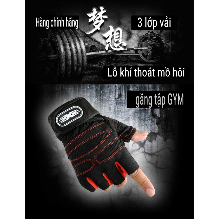 [P2] Găng Tay Tập GYM, Bao Tay Thể Thao, Phượt Chuyên Nghiệp, có quấn cổ tay trợ lực