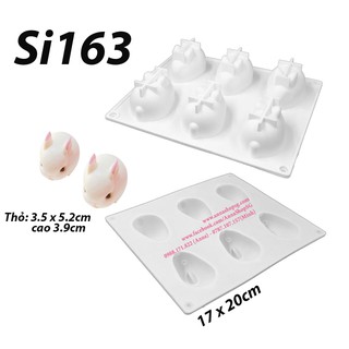 Khuôn 6 thỏ 3d nhỏ si163