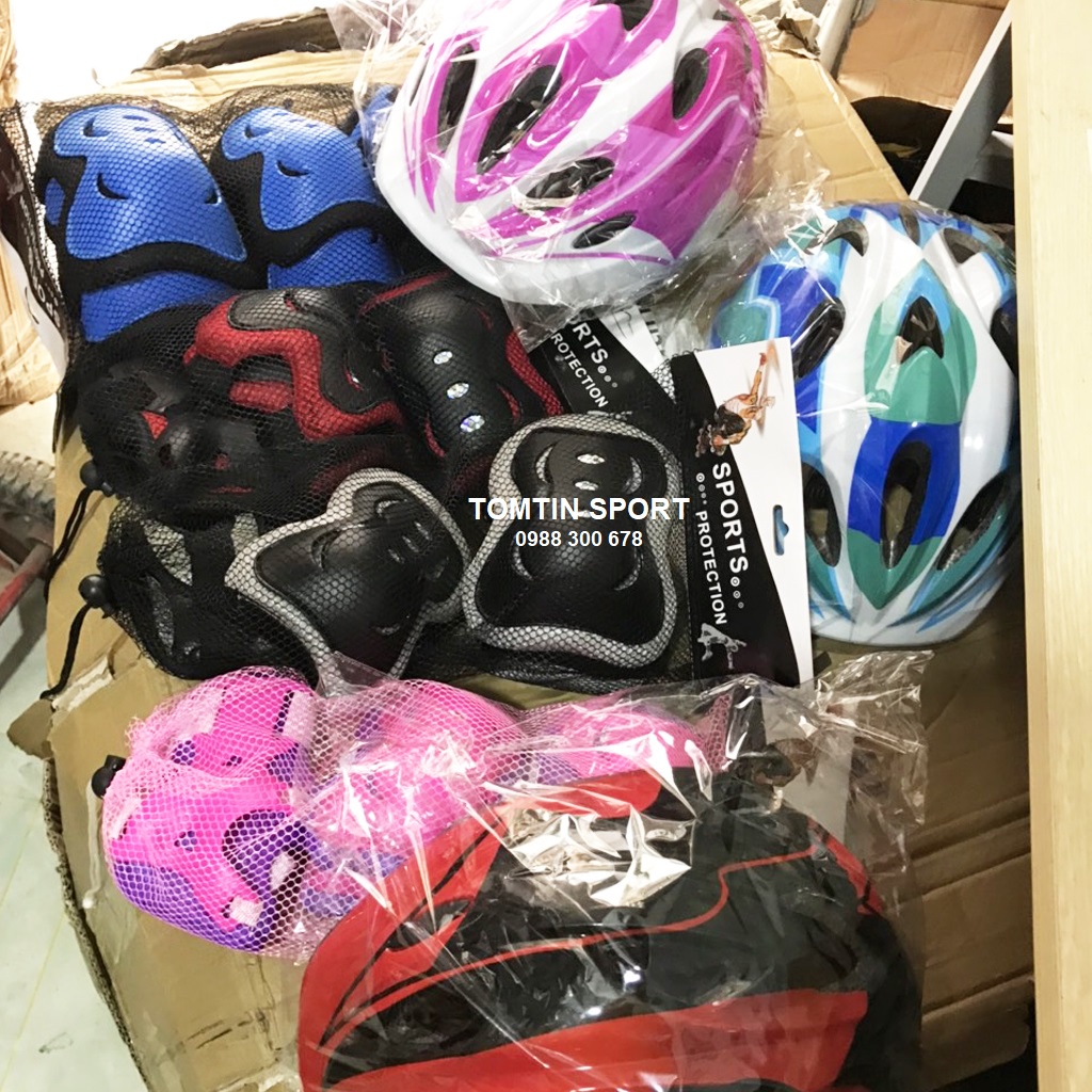 Bảo hộ bảo vệ chân tay và mũ bảo hiểm thể thao trượt patin, ván trượt và đạp xe - phụ kiện giày trượt patin TOMTIN SPORT