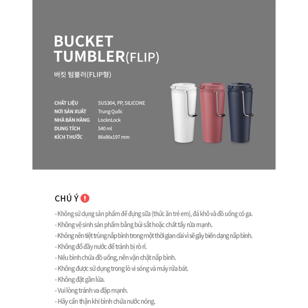 [[KÈM CỌ RỬA]]Bình giữ nhiệt Lock&Lock Bucket Tumbler 540ml LHC4268-LHC4269 (3 màu) | BigBuy360 - bigbuy360.vn