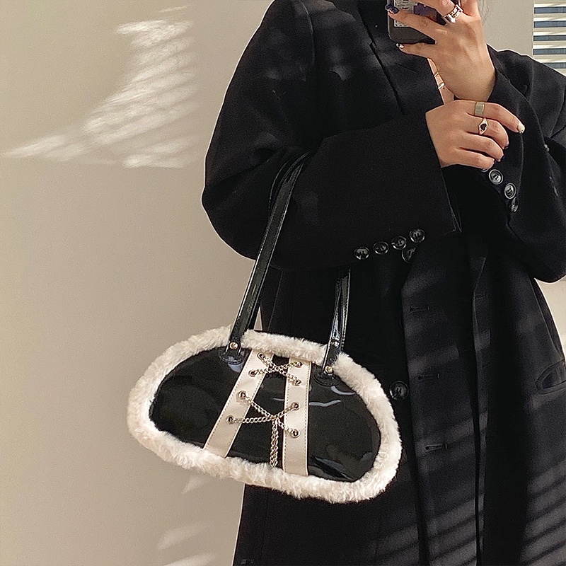 (Có sẵn) Túi da bóng phong cách retro Pháp đeo vai sang chảnh