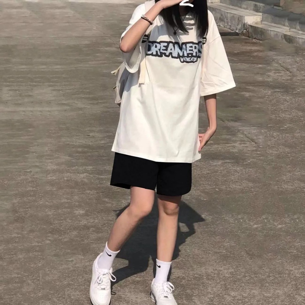 Set áo thun ngắn tay form rộng và Quần ống rộng thời trang dành cho nữ