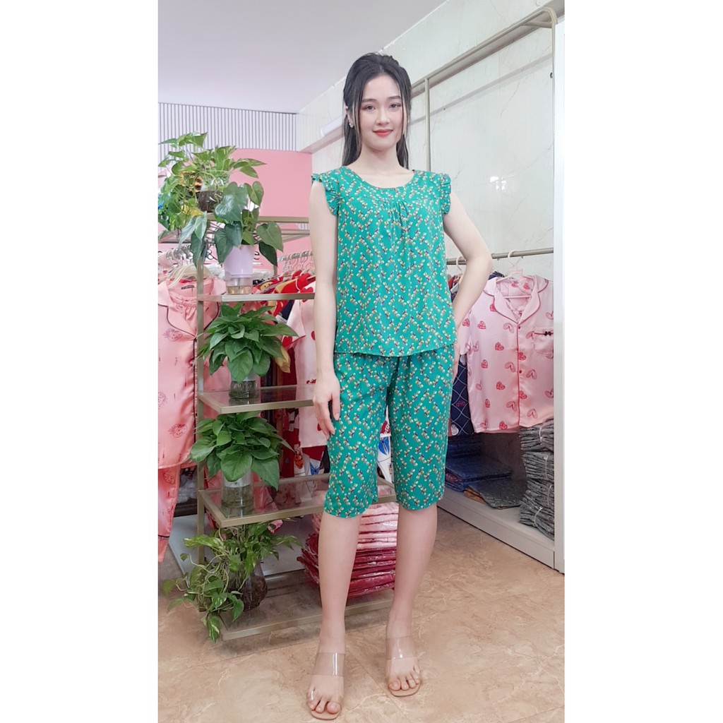 [THANH LÝ]Đồ bộ nữ quần lửng vải lanh Thái size M