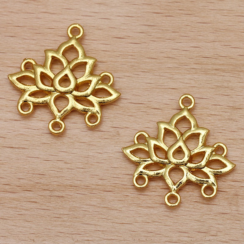Phiến đúc họa tiết hoa sen treo 22*22mm 3 khoen nguyên liệu làm trâm làm trang sức cổ trang cosplay cổ phục có màu KC
