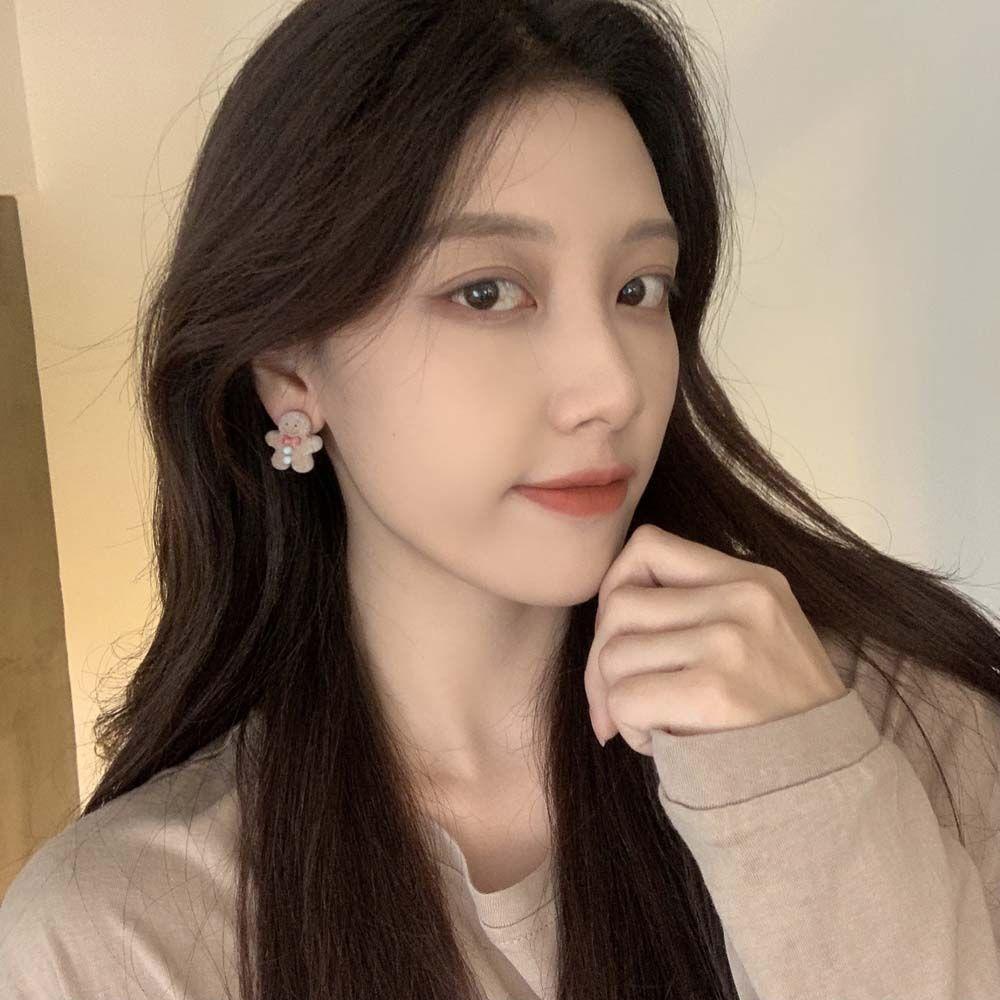 Darnell Khuyên Tai Xỏ Ba Chiều Hình Bánh Gừng Đơn Giản Làm Quà Tặng Giáng Sinh Cho Nam Và