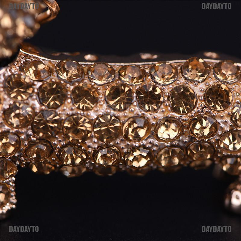 Móc Khóa Hình Chú Chó Dachshund Đính Pha Lê Lấp Lánh Dễ Thương