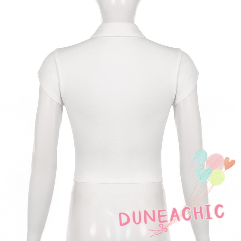 DUNEA Áo sơ mi công sở có túi cổ polo thời trang dành cho nữ