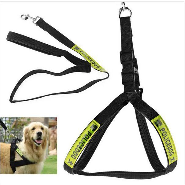 Dây dắt chó vải bò - Vải Jean Loại dây dắt kèm Yếm ngực cho mọi loại chó mèo Màu Ngẫu Nhiên