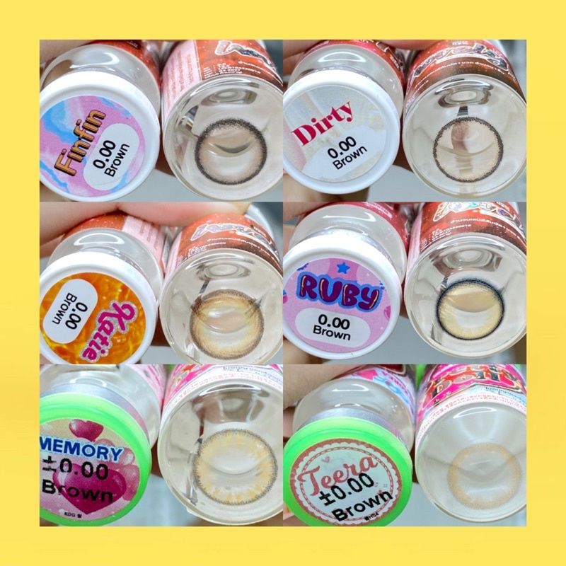 50 mẫu lens Nâu_Brown size giãn ít 14,2mm-14,3mm không độ (FREE SHIP)