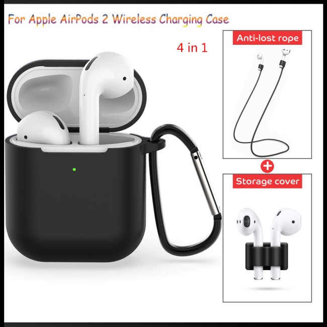 Set 4 Vỏ Silicon Bảo Vệ Hộp Sạc Tai Nghe Không Dây Apple AirPods 2