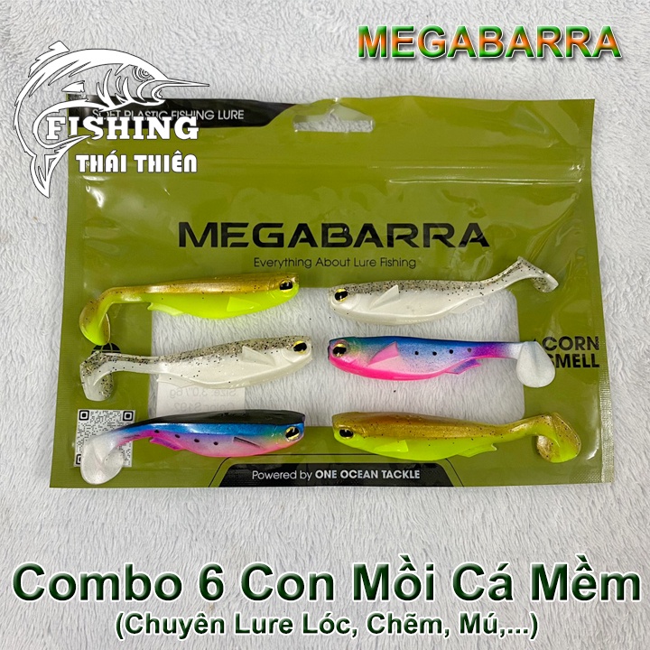 Combo 6 Con Mồi Giả Cá Mềm Megabarra Không Lưỡi Câu Lure RY182B Dài 80mm Nặng 6g Mẫu Mới Nhiều Màu Siêu Nhạy Dùng Câu Cá