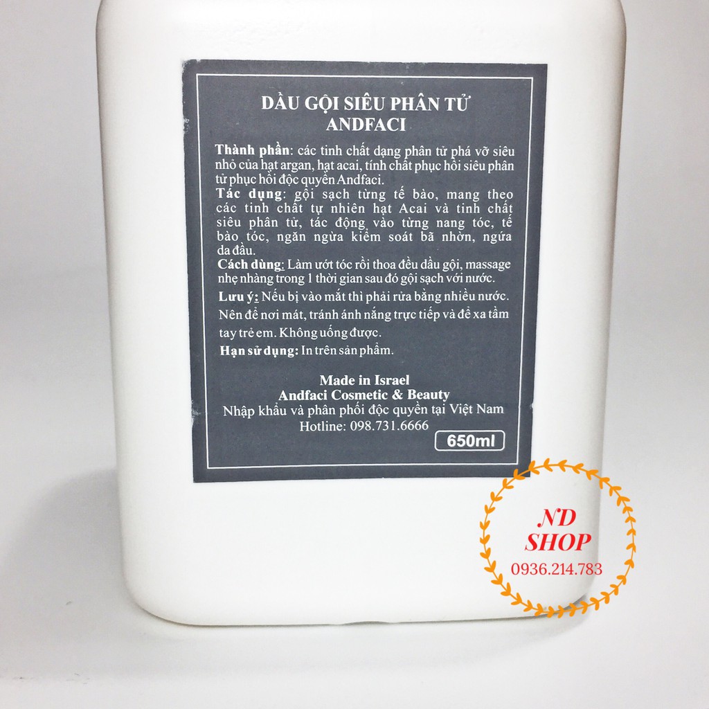 Lẻ Dầu Gội  ANDFACI 650ML, Dầu Gội  ANDFACI siêu phân tử,phục hồi hư tổn,mềm mượt,hương nước hoa