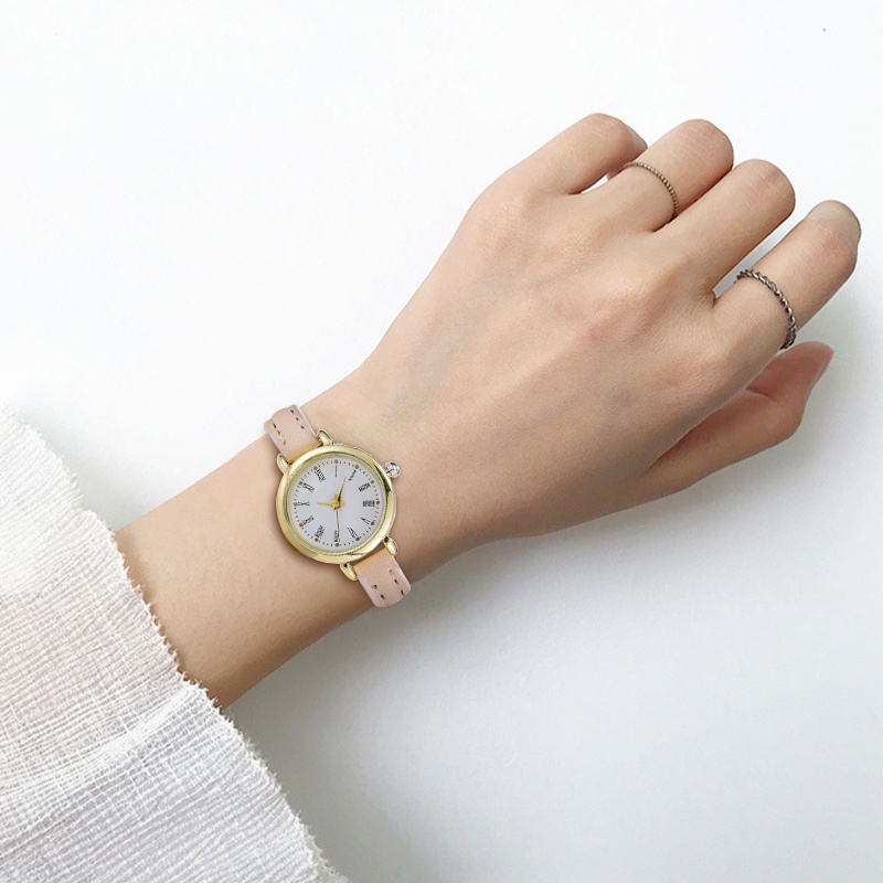 Đồng hồ Quartz nữ dây da mặt tròn thời trang