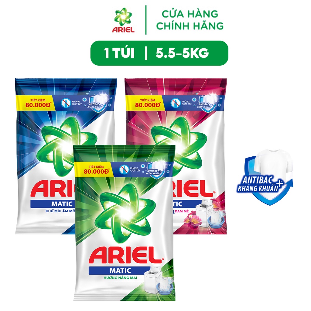 Bột Giặt Ariel Nhiều Mùi Hương Túi 5Kg/5.5Kg
