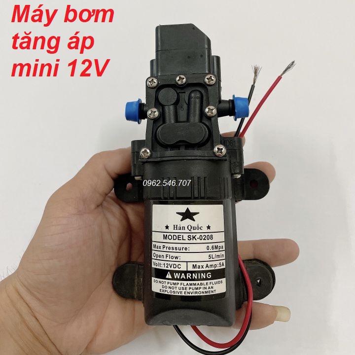 Máy bơm nước mini 12V áp lực cao Lưu lượng nước 5L phút Sử dụng làm bộ phun sương tưới cây bộ rửa xe mini