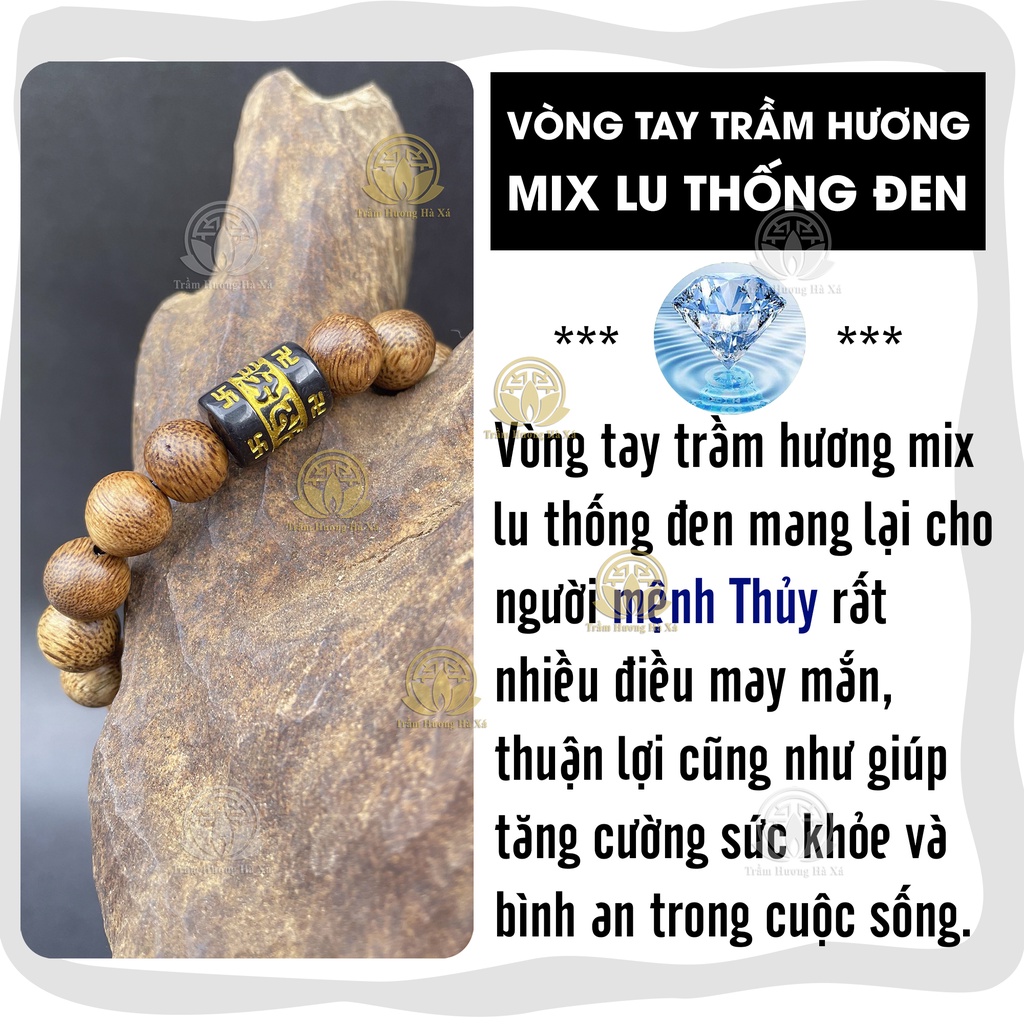 [Mã BMBAU50 giảm 7% đơn 99K] Vòng tay lu thống phong thủy trầm hương HÀ XÁ nam nữ mệnh kim mộc thủy hỏa thổ