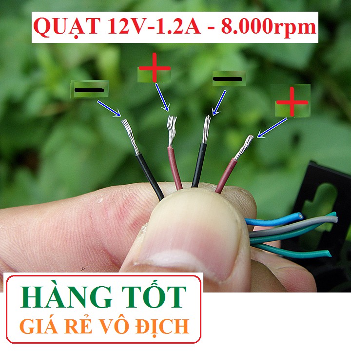 Quạt siêu mạnh 2 động cơ 12v - 1.8A - 22w đường kính 8cm