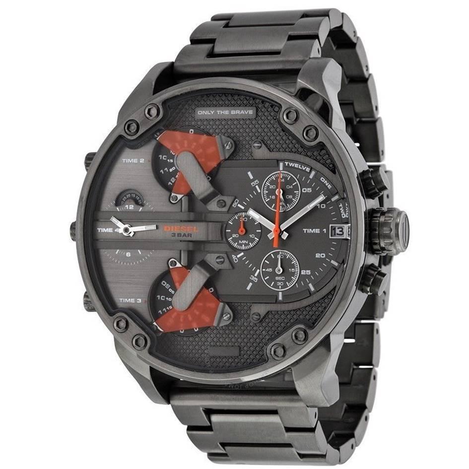 Đồng hồ Chrono chất lượng cao bốn múi giờ quay số màu đen hiện đại người đàn ông sang trọng của