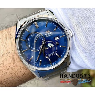 Đồng hồ- nam- orient sun moon gen 5 xanh dây thép ra-ak0303l00c