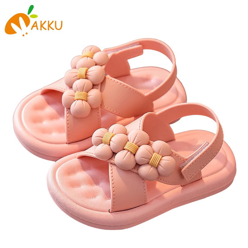 Xăng đan Đế Mềm Chống Trượt Màu Trơn Thời Trang Đi Biển Cho Bé Gái