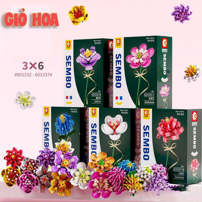 Đồ Chơi Xếp Hình Lego Hoa Nhiều Màu Đồ Chơi Lắp Ráp Giỏ Hoa Cho Bé