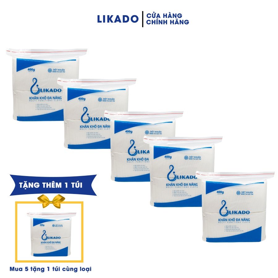 Khăn vải khô đa năng LIKADO cho bé 400g kích thước (20x22) (MUA 5 TẶNG 1)