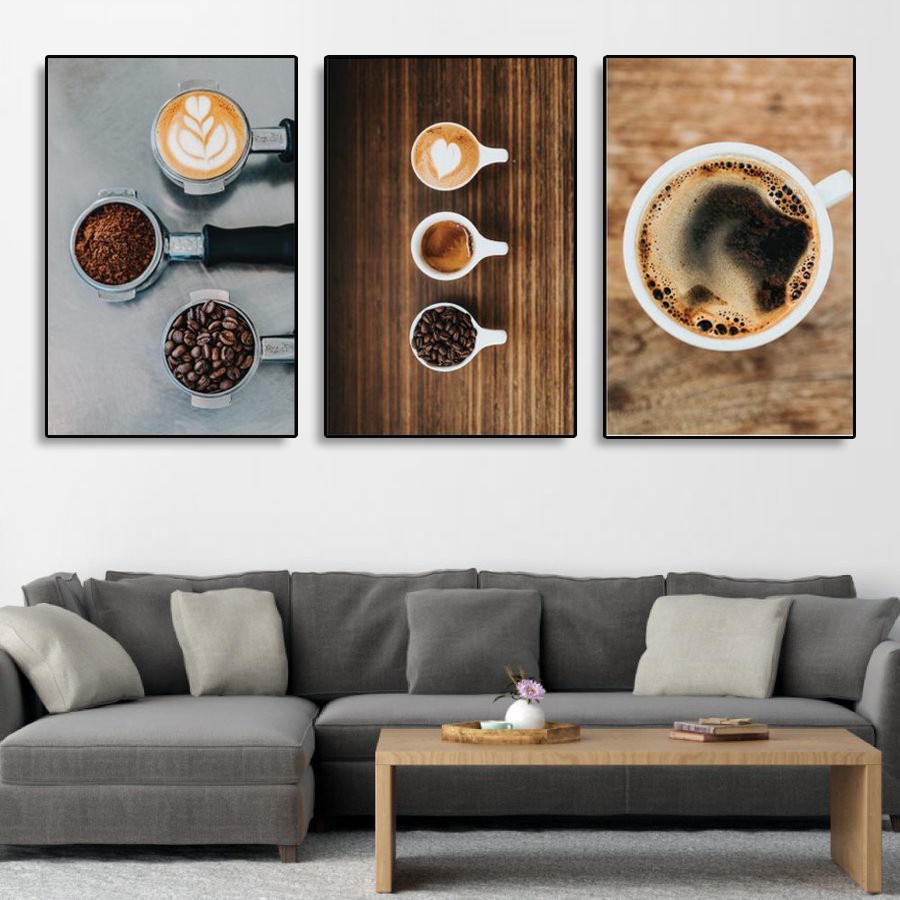 Tranh đồ uống, tranh Cafe treo tường  cao cấp có khung nổi, chất liệu vải Canvas nhập khẩu