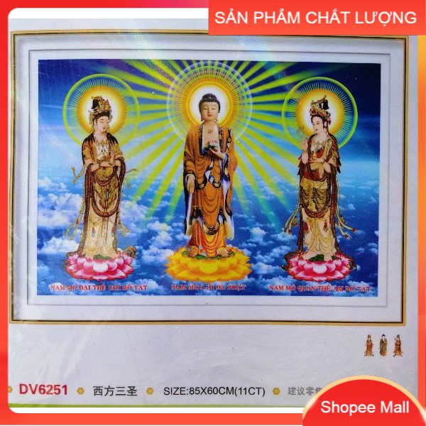 TRANH THÊU CHỮ THẬP TAM THẾ PHẬT DV6251 kích thước 85*60cm [Hàng có sẵn]