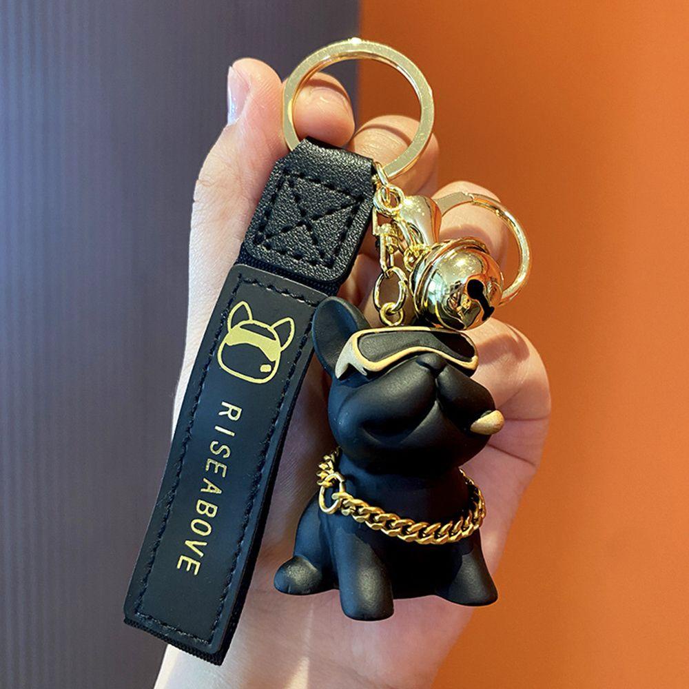 Móc Khóa Hình Chó Bull Đeo Kính Mắt Phong Cách Hip Hop Sáng Tạo Dành Cho Cặp Đôi