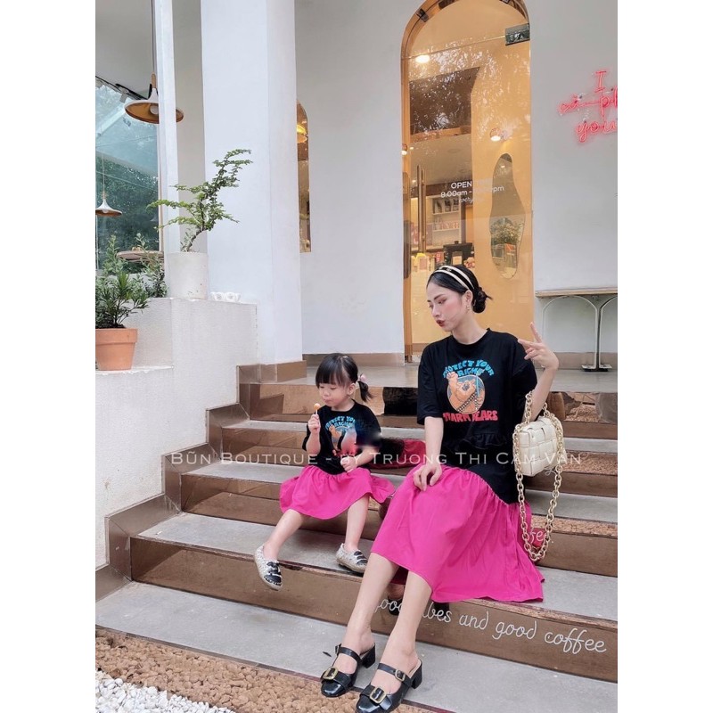 VNU200 - VÁY ĐÔI SUÔNG GẤU PHỐI MÀU CHO MẸ VÀ BÉ | BigBuy360 - bigbuy360.vn