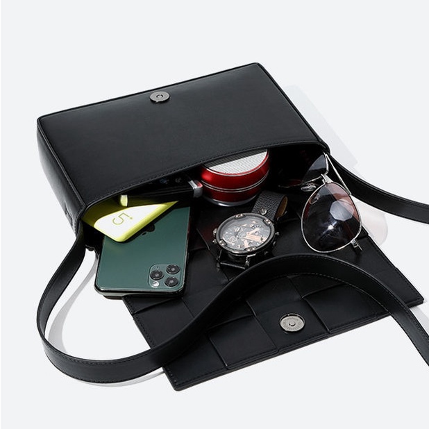 Túi Đeo Chéo siêu bền thời trang nam nữ Kuu Clothes Màu Đen chống thấm nước tùy ý điều chỉnh - Túi Knit Bag