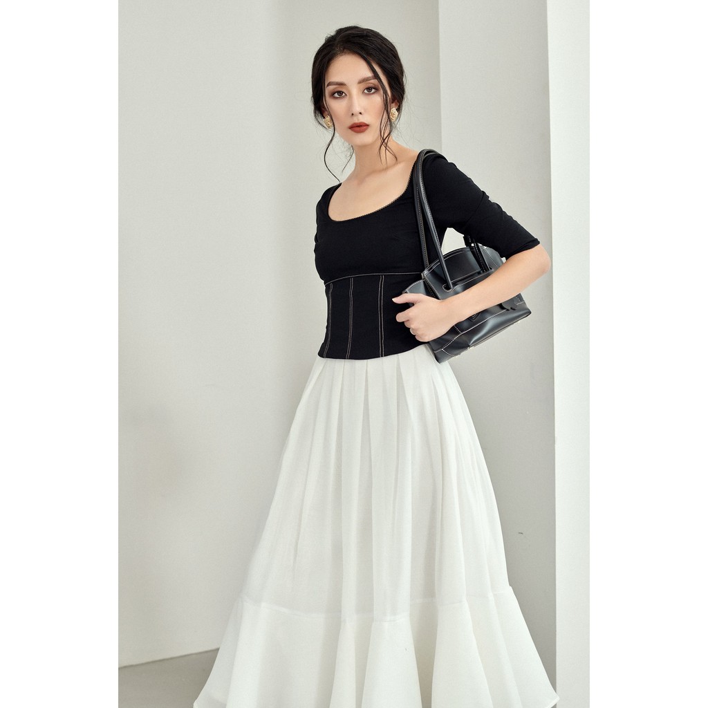 MAVEN - Chân váy trắng rũ phồng dáng dài M'aimer Skirt