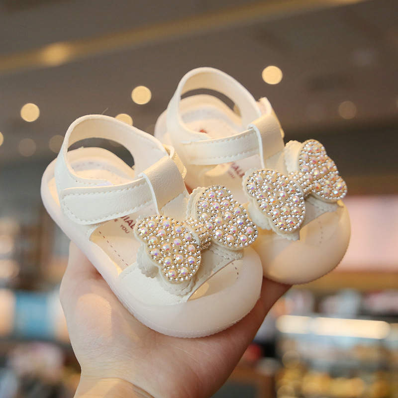 2021 Summer Korean Bow Sandals Girl Princess Sandals Soft Baby Breathable First Walker Learning Shoes