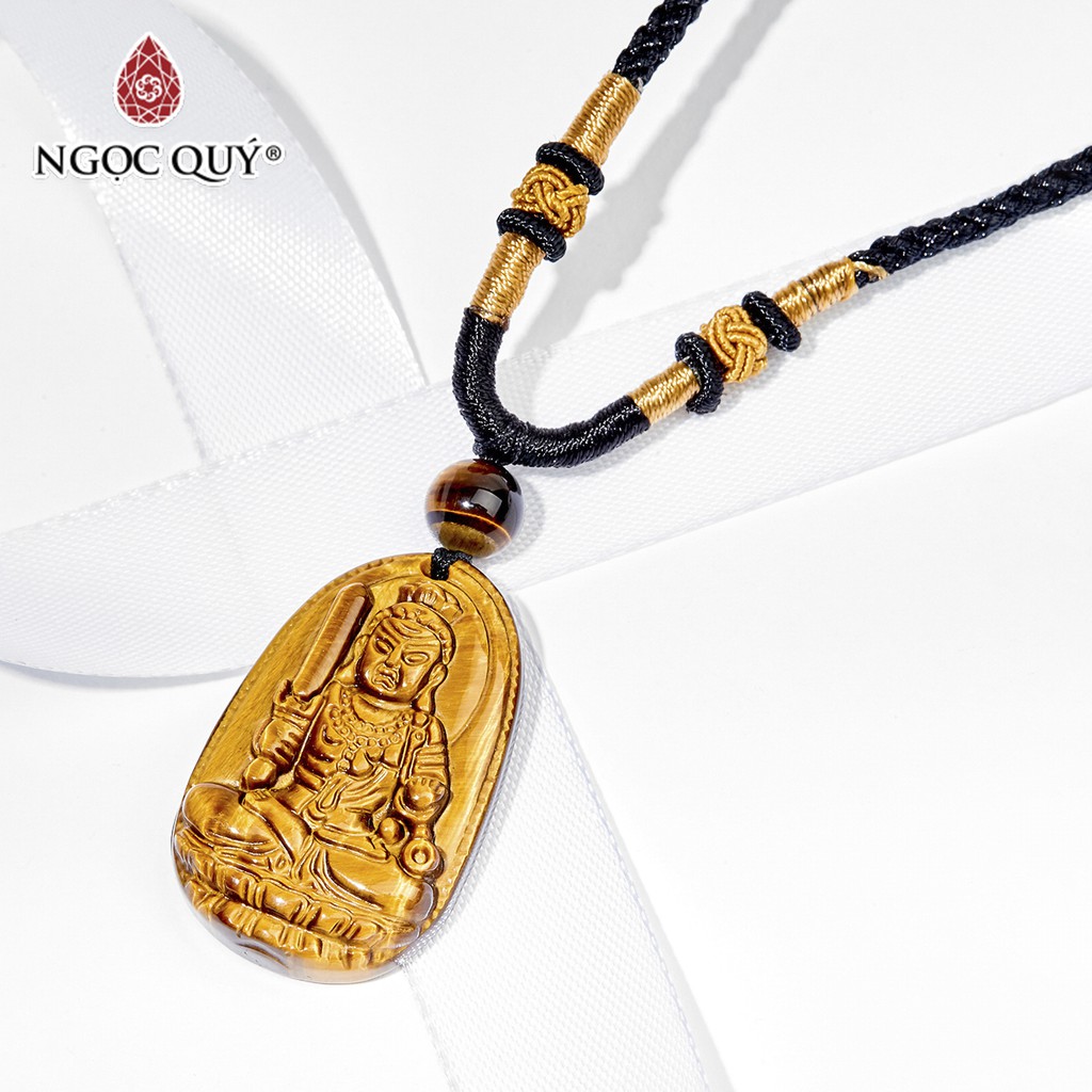 Mặt dây chuyền phật bản mệnh đá thạch anh mắt hổ tiger's eyes quartz mệnh thổ, kim - Ngọc Quý