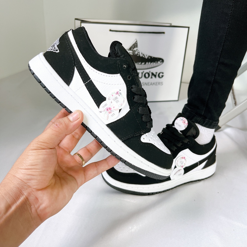 Giày JD cổ thấp sneaker, giày JD 1 low đỏ đen thời trang hàng đẹp full boxbill