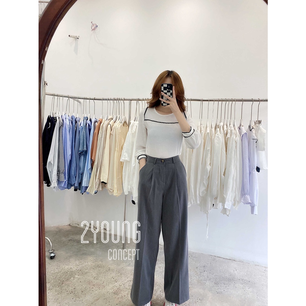 [2YOUNG] [ẢNH THẬT SHOP CHỤP] Áo kiểu tay dài hoạ tiết răng cưa ngang ngực A1011