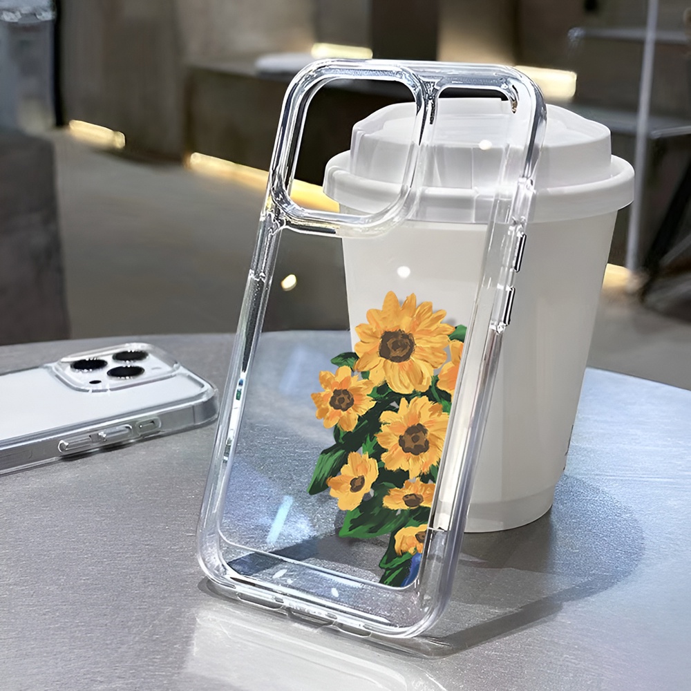 Ốp Điện Thoại Trong Suốt Hình Hoa Hướng Dương Cho iphone 14ProMax 14Plus 13 11 12 7Plus X XR
