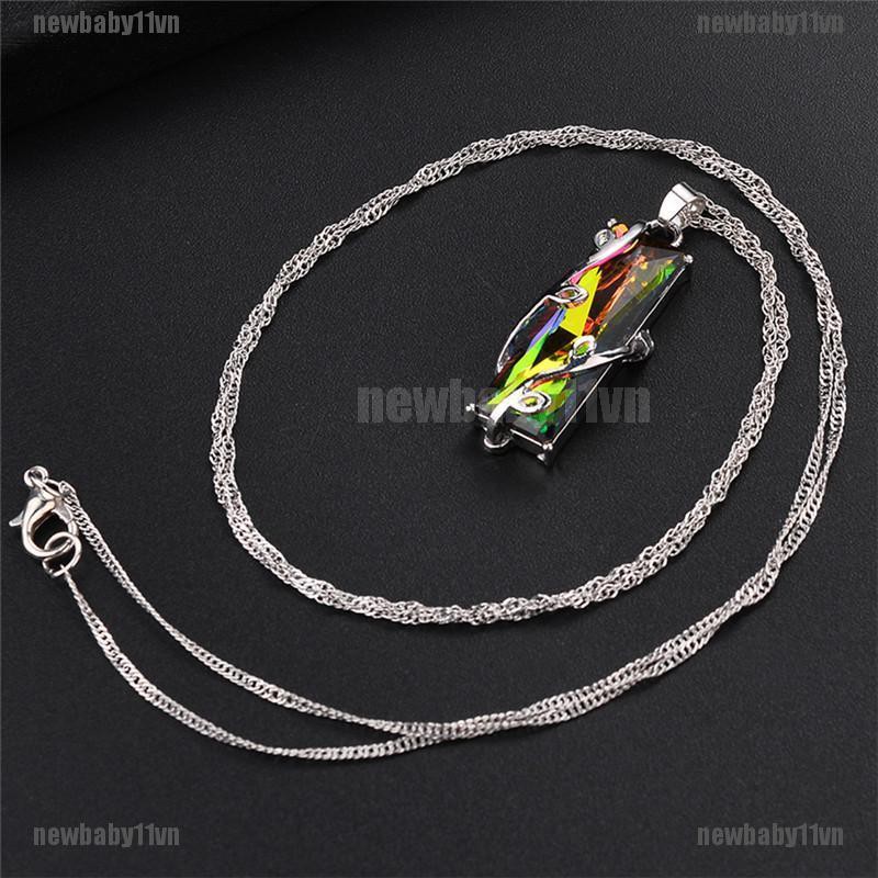 Vòng cổ Dài Mặt Đá Pha Lê Cầu Vồng