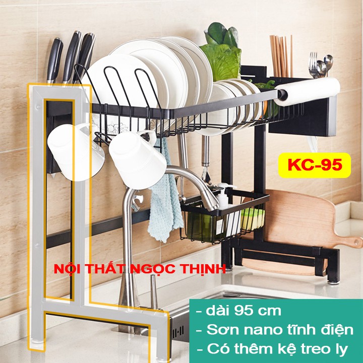 [RẺ VÔ ĐỊCH] Kệ chén đa năng sơn tĩnh điện nano dài 85/95cm kiểu dáng hiện đại tiện lợi cho căn bếp