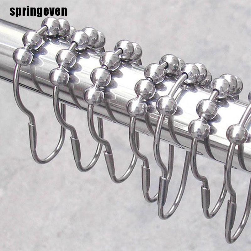 [springeven] Bộ 12 Móc Treo Rèm Nhà Tắm 5 Bóng Lăn Bằng Satin Bóng