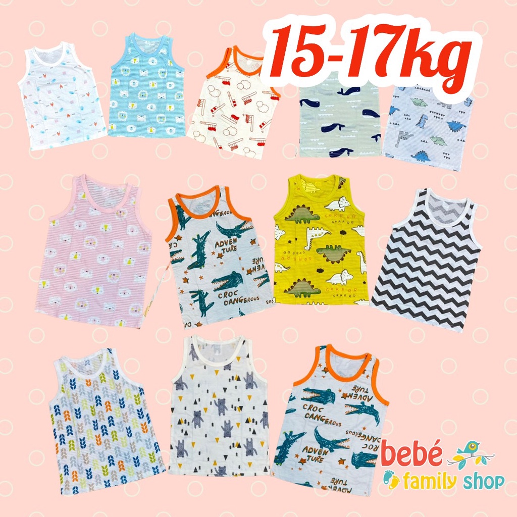 [15-17kg] Áo ba lỗ / sát nách thun cotton giấy xuất hàn mỏng mát cho bé trai, bé gái