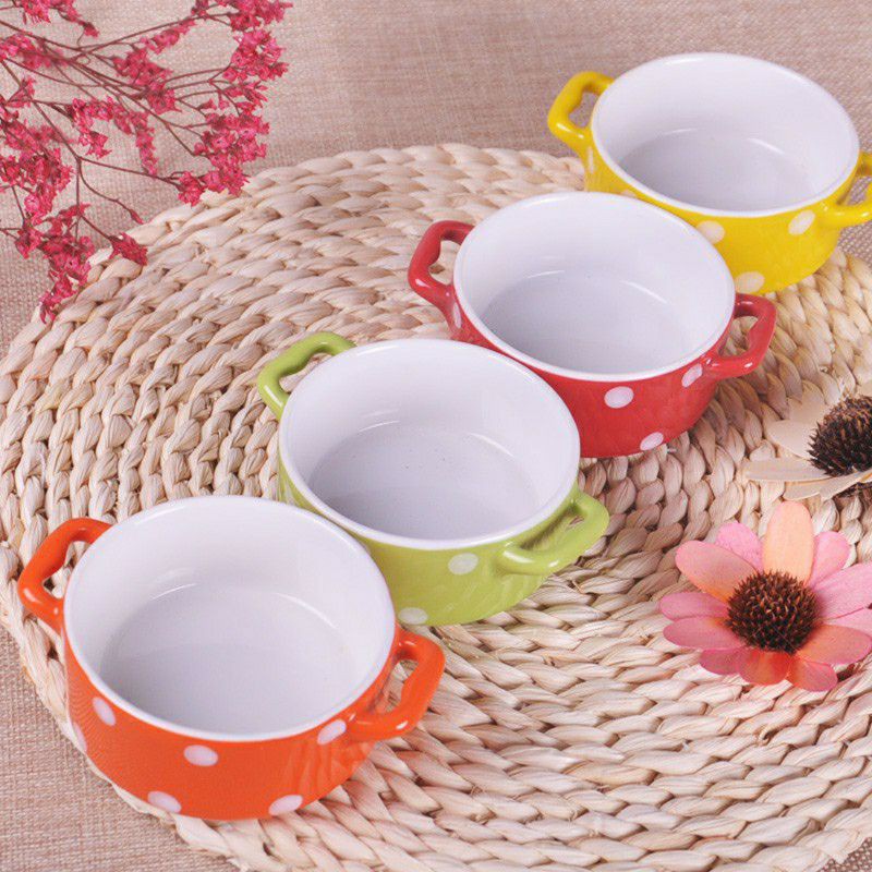 Bát sứ hình nồi chảo chấm bị màu sắc đáng yêu decor nhà bếp, bát ăn dặm cho bé dung tích 130ml ăn dặm kiểu nhật